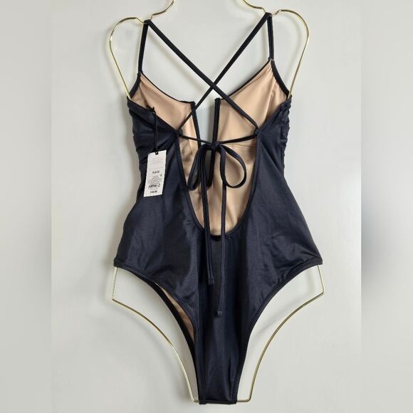 Shade & Shore V-Wire Plunge Cheeky One Piece Swimsuit Sz S (4-6) - Picture 10 of 15